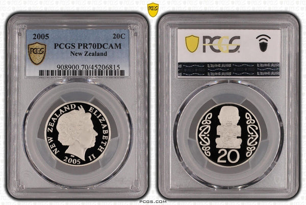 New Zealand 2005 Proof Twenty Cent 20c PCGS PR70DCAM FDC UNC POP 1/0 #2985