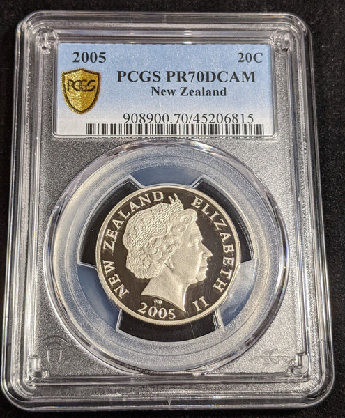New Zealand 2005 Proof Twenty Cent 20c PCGS PR70DCAM FDC UNC POP 1/0 #2985