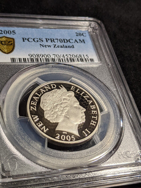 New Zealand 2005 Proof Twenty Cent 20c PCGS PR70DCAM FDC UNC POP 1/0 #2985