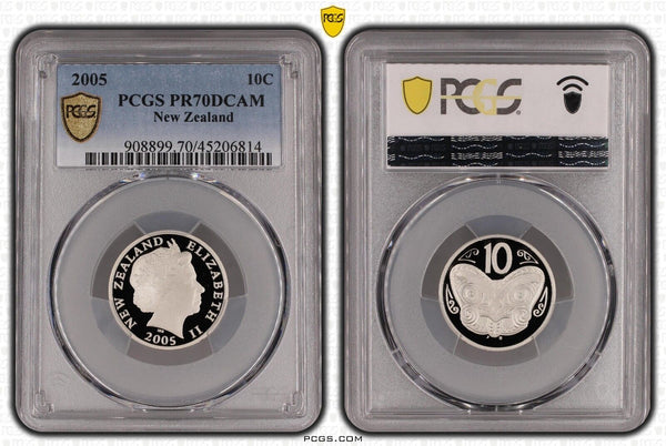 New Zealand 2005 Proof Ten Cent 10c PCGS PR70DCAM FDC UNC POP 1/0 #2986