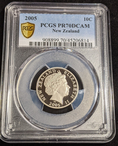New Zealand 2005 Proof Ten Cent 10c PCGS PR70DCAM FDC UNC POP 1/0 #2986