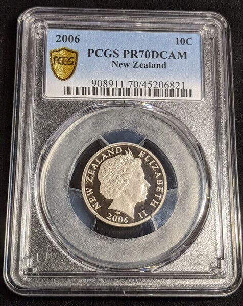 New Zealand 2006 Proof Ten Cent 10c PCGS PR70DCAM FDC UNC POP 1/0 #2984