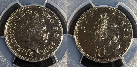 Great Britain 2008 Ten Pence 10p S-F5 PCGS MS65 GEM UNC #2987