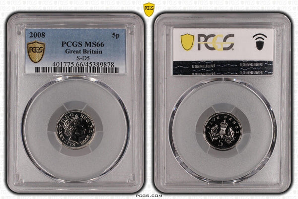Great Britain 2008 Proof Five Pence 5p S-D5 PCGS MS66 GEM UNC #2988