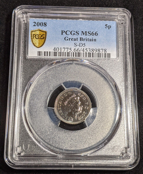 Great Britain 2008 Proof Five Pence 5p S-D5 PCGS MS66 GEM UNC #2988