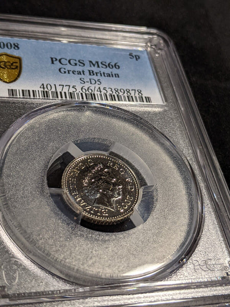 Great Britain 2008 Proof Five Pence 5p S-D5 PCGS MS66 GEM UNC #2988