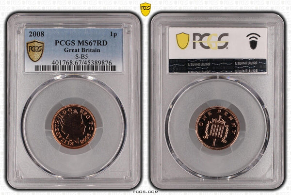 Great Britain 2008 One Pence 1P S-B5 PCGS MS67RD FDC GEM UNC #2989
