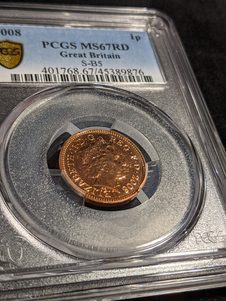 Great Britain 2008 One Pence 1P S-B5 PCGS MS67RD FDC GEM UNC #2989