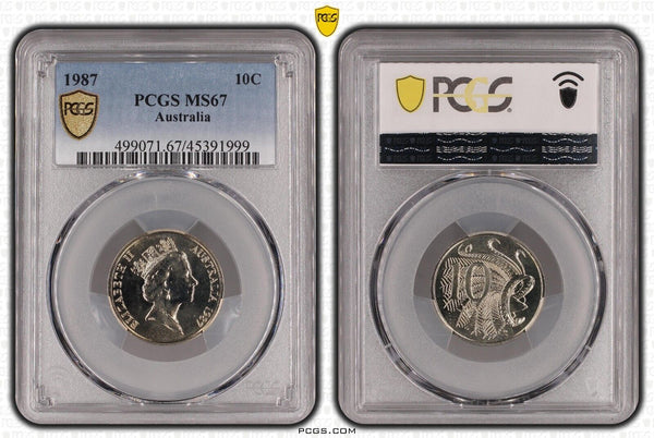 1987 Ten Cent 10c Australia PCGS MS67 FDC GEM UNC #2991