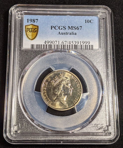 1987 Ten Cent 10c Australia PCGS MS67 FDC GEM UNC #2991