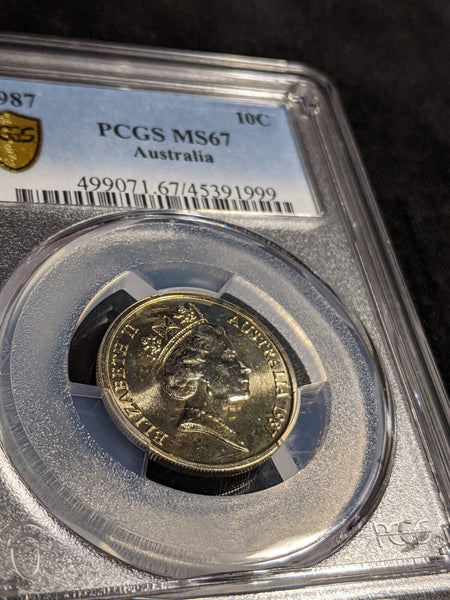 1987 Ten Cent 10c Australia PCGS MS67 FDC GEM UNC #2991