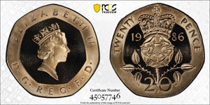 Great Britain 1986 Proof Twenty Pence 20p S-G2 PCGS PR69DCAM FDC UNC #2995