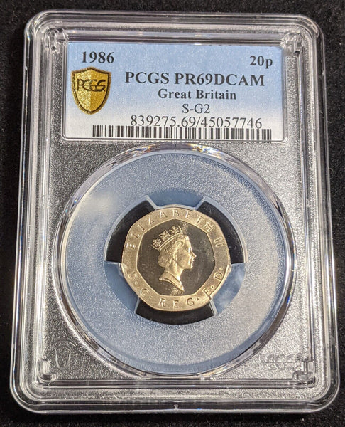 Great Britain 1986 Proof Twenty Pence 20p S-G2 PCGS PR69DCAM FDC UNC #2995