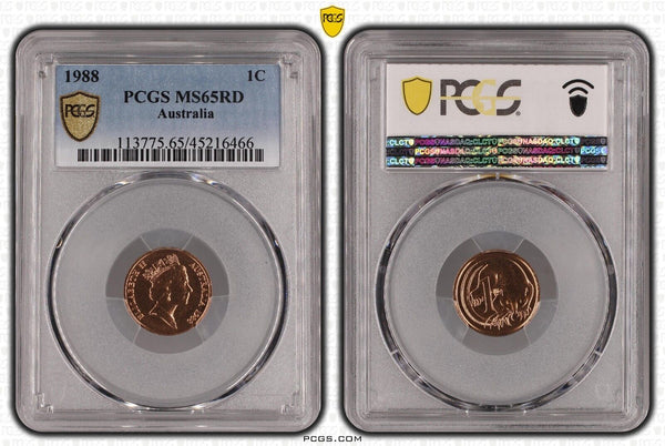 1988 One Cent 1c Australia PCGS MS65RD GEM UNC #2999