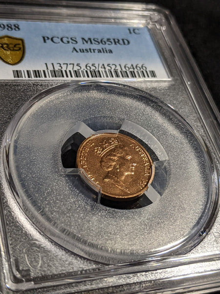1988 One Cent 1c Australia PCGS MS65RD GEM UNC #2999