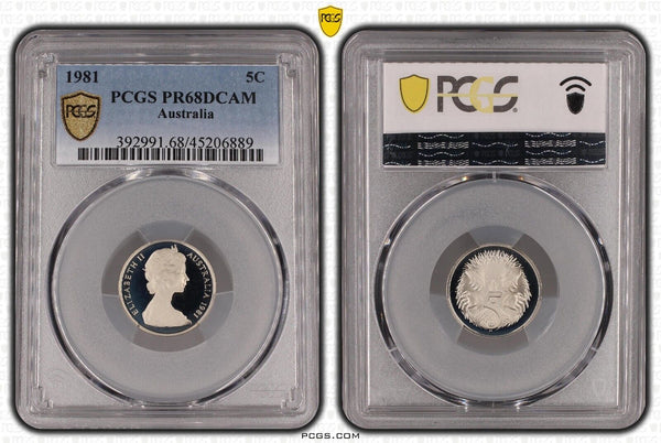 1981 Proof Five Cent 5c Australia PCGS PR68DCAM FDC UNC #2992