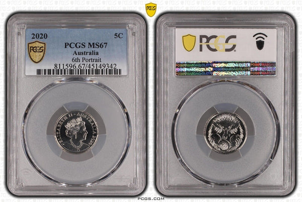 2020 Five Cent 5c JC 6th Portrait Australia PCGS MS67 FDC GEM UNC #3001