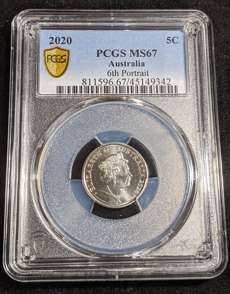 2020 Five Cent 5c JC 6th Portrait Australia PCGS MS67 FDC GEM UNC #3001