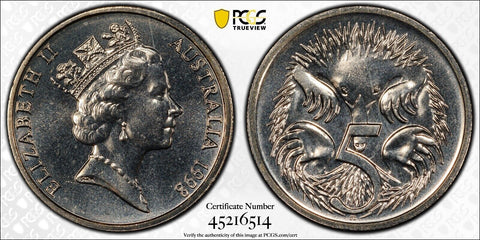 1998 Five Cent 5c Australia PCGS MS67 FDC GEM UNC #3003