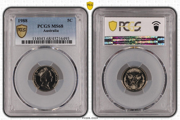 1988 Five Cent 5c Australia PCGS MS68 FDC GEM UNC #3002