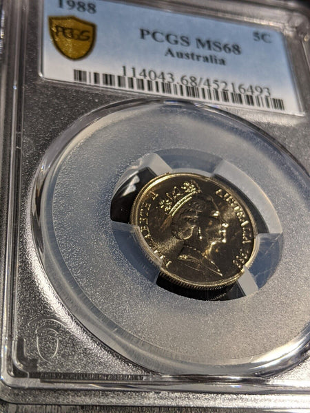 1988 Five Cent 5c Australia PCGS MS68 FDC GEM UNC #3002
