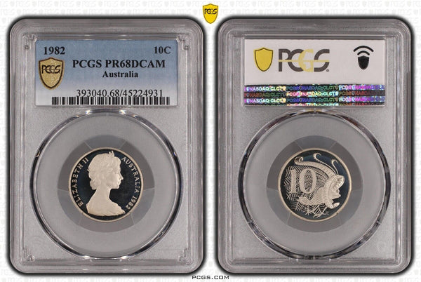 1982 Proof Ten Cent 10c Australia PCGS PR68DCAM FDC UNC #3005