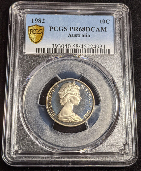 1982 Proof Ten Cent 10c Australia PCGS PR68DCAM FDC UNC #3005