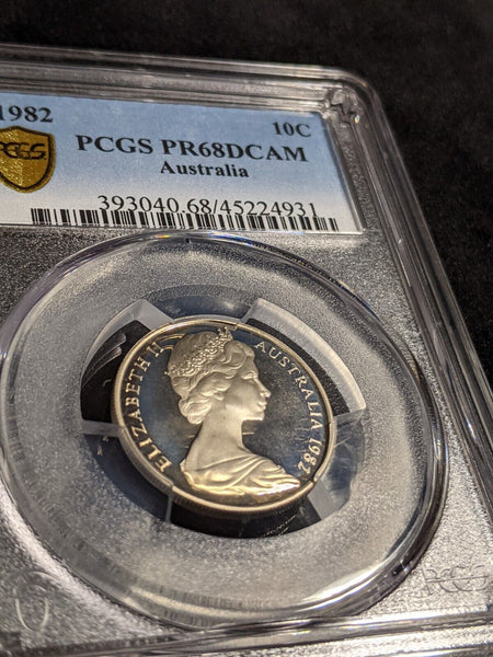 1982 Proof Ten Cent 10c Australia PCGS PR68DCAM FDC UNC #3005