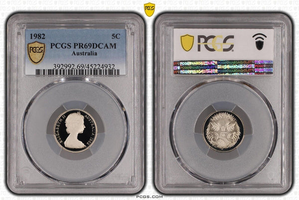 1982 Proof Five Cent 5c Australia PCGS PR69DCAM FDC UNC #3027