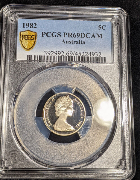 1982 Proof Five Cent 5c Australia PCGS PR69DCAM FDC UNC #3027