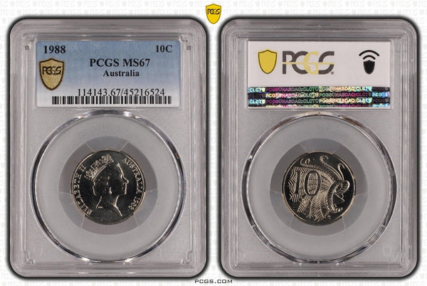 1988 Ten Cent 10c Australia PCGS MS67 FDC GEM UNC #3026