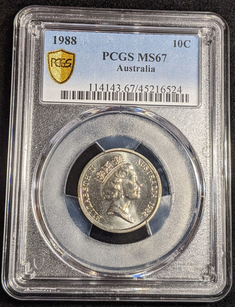 1988 Ten Cent 10c Australia PCGS MS67 FDC GEM UNC #3026