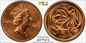 1986 Two Cent 2c Australia PCGS MS66RD GEM UNC #3028