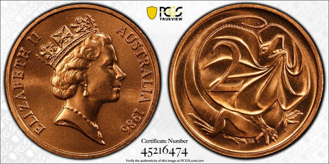 1986 Two Cent 2c Australia PCGS MS66RD GEM UNC #3028