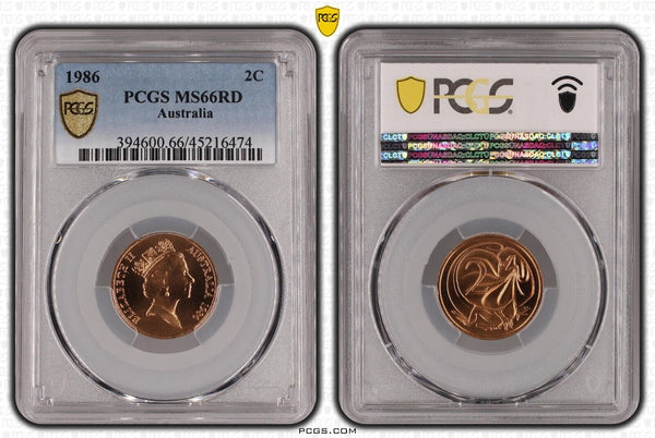 1986 Two Cent 2c Australia PCGS MS66RD GEM UNC #3028
