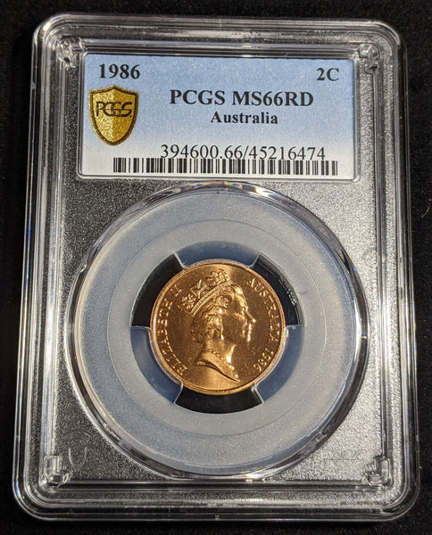 1986 Two Cent 2c Australia PCGS MS66RD GEM UNC #3028