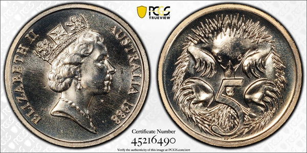1988 Five Cent 5c Australia PCGS MS67 FDC GEM UNC #3035