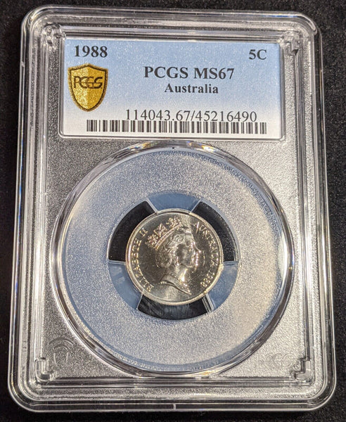 1988 Five Cent 5c Australia PCGS MS67 FDC GEM UNC #3035