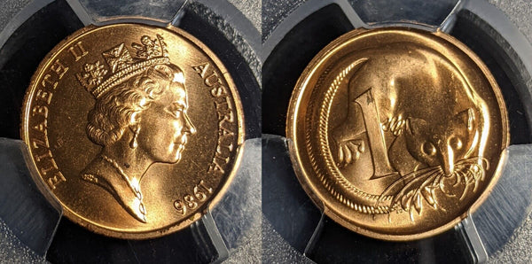 1986 One Cent 1c Australia KM-78 PCGS MS66RD GEM UNC #3032