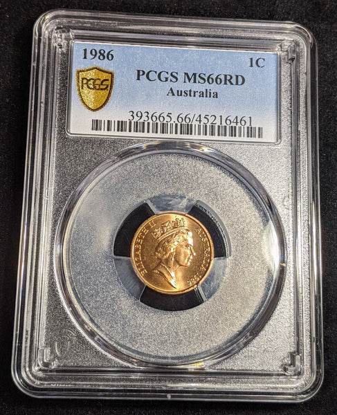 1986 One Cent 1c Australia KM-78 PCGS MS66RD GEM UNC #3032