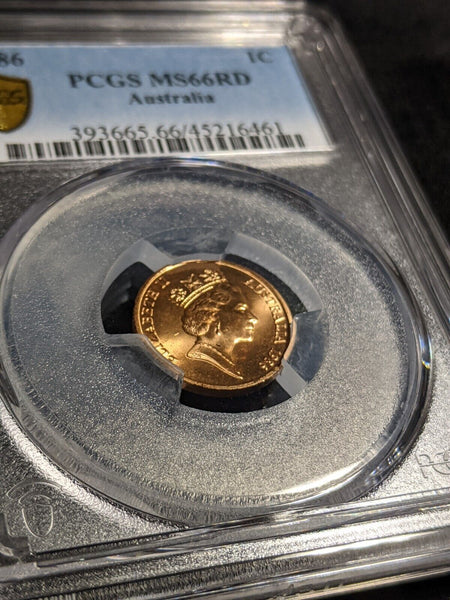 1986 One Cent 1c Australia KM-78 PCGS MS66RD GEM UNC #3032
