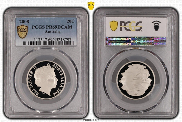2008 Proof Twenty Cent 20c Australia PCGS PR69DCAM FDC UNC #3037