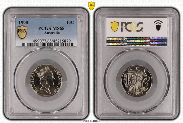 1990 Ten Cent 10c Australia PCGS MS68 FDC GEM UNC #3029