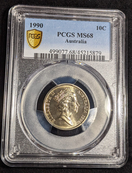 1990 Ten Cent 10c Australia PCGS MS68 FDC GEM UNC #3029
