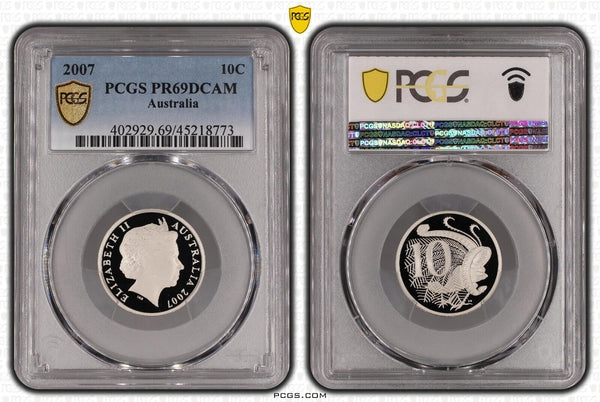 2007 Proof Ten Cent 10c Australia PCGS PR69DCAM FDC UNC #3039