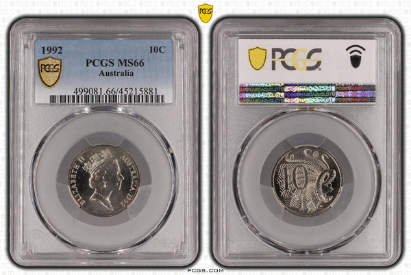 1992 Ten Cent 10c Australia PCGS MS66 GEM UNC #3040