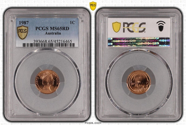 1987 One Cent 1c Australia PCGS MS65RD GEM UNC #3046