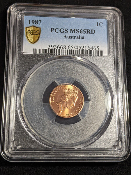 1987 One Cent 1c Australia PCGS MS65RD GEM UNC #3046