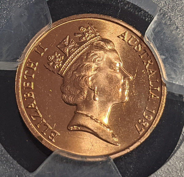1987 One Cent 1c Australia PCGS MS65RD GEM UNC #3046
