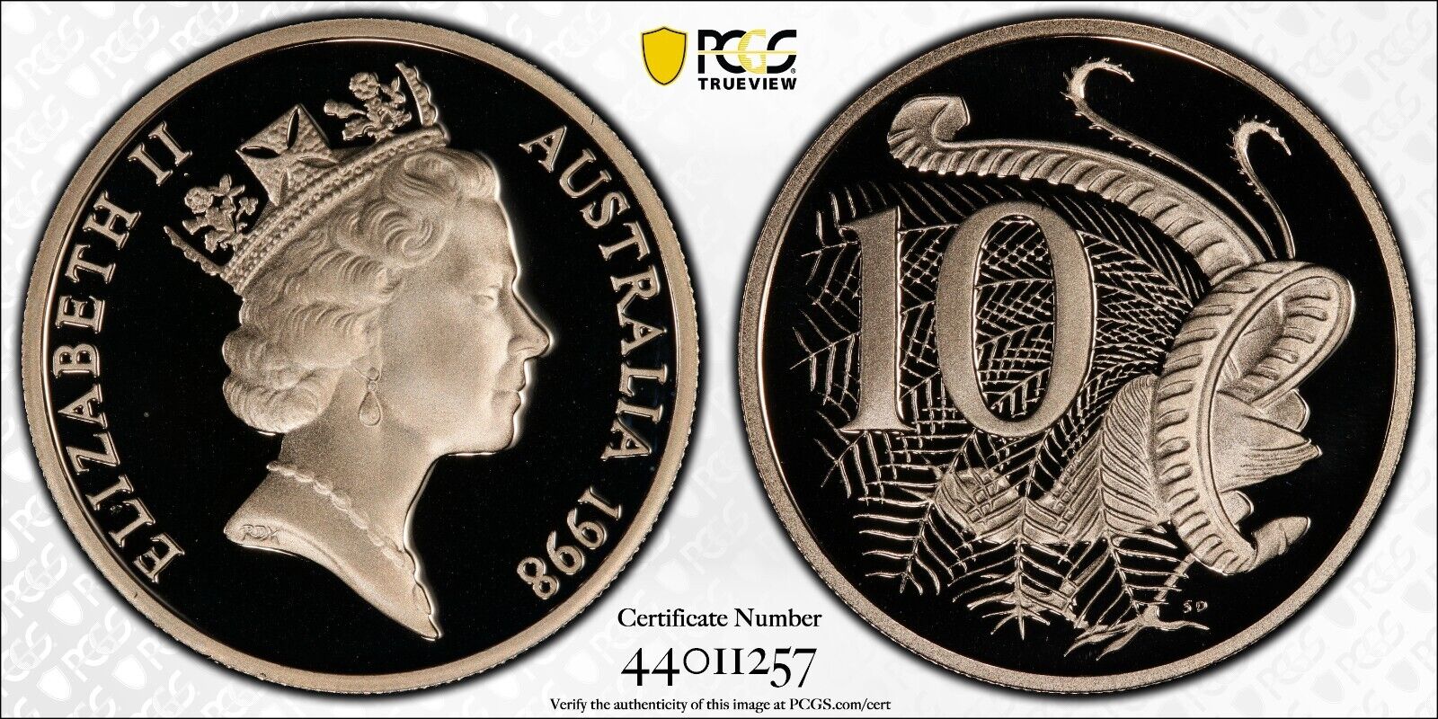 1998 Proof Ten Cent 10c Australia PCGS PR69DCAM FDC UNC #3050